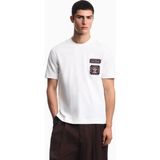 Emporio Armani Erkek Normal Kalıp Işlemeli Logo Desenli Yuvarlak Yakalı Kalın Pamuklu Kumaşlu Kısa Kollu Beyaz T-Shirt EM007320 AF13715-U0003 - XL