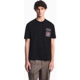 Emporio Armani Erkek Normal Kalıp Işlemeli Logo Desenli Yuvarlak Yakalı Kalın Pamuklu Kumaşlu Kısa Kollu Siyah T-Shirt EM007320 AF13715-UC001 - XL