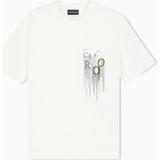 Emporio Armani Erkek Normal Kalıp Logo Işlemeli Kısa Kollu Pamuklu Kalın Kumaşlı Beyaz T-Shirt EM006811 AF13715-M0495 - 2XL