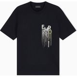 Emporio Armani Erkek Normal Kalıp Logo Işlemeli Kısa Kollu Pamuklu Kalın Kumaşlı Siyah T-Shirt EM006811 AF13715-MC719 - XL