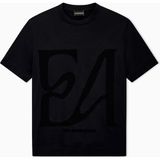 Emporio Armani Erkek Normal Kalıp Yuvarlak Yakalı Büyük Kadife Logolu Kısa Kollu Siyah T-Shirt EM006770 AF10017-MC717 - XL