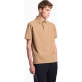 Emporio Armani Erkek Normal Kesim Pamuklu Jakarlı Jarse Kumaş Kısa Kollu Bej Polo Yaka T-Shirt EM007039 AF10762-F6245