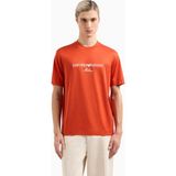 Emporio Armani Erkek Normal Kesim Yuvarlak Yaka Pamuklu Milano Baskılı Kısa Kollu Kırmızı T-Shirt EM001033 AF10017-M5030 - 2XL