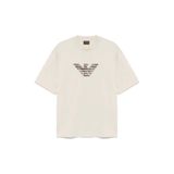 Emporio Armani Erkek Oversize Kısa Kollu Motif Desenli Bej T-Shirt