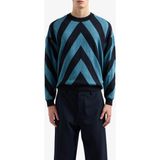 Emporio Armani Erkek Oversize Kol Ucu Lastikli Lacivert Kazak 6D1MXQ 1MKFZ-F915
