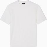 Emporio Armani Erkek Pamuklu Jarse Kumaş Kabartmalı Kare Motifli Yuvarlak Yaka Kısa Kollu Beyaz T-Shirt EM002967 AF10762-F0122