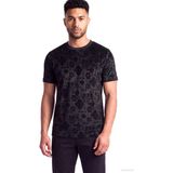 Emporio Armani Erkek Pamuklu Kabartma Desenli Yuvarlak Yakalı Kısa Kollu Siyah1 T-Shirt EM007343 AF10017-FC377 - 2XL