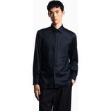 Emporio Armani Erkek Parlak Kumaş Uzun Kol Gömlek Yaka Logo Desenli Lacivert Gömlek EM001537 AF15074-FB322 - XL