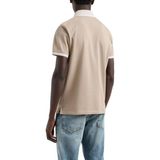 Emporio Armani Erkek Polo Yaka Kısa Kollu Düğmeli Yaka ve Kol Uçları Şerit Detaylı Bej Polo Yaka T-Shirt EM000852 AF12955-F6055 - 3XL