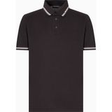 Emporio Armani Erkek Polo Yaka Kısa Kollu Düğmeli Yaka ve Kol Uçları Şerit Detaylı Siyah1 Polo Yaka T-Shirt EM000852 AF12955-F8081
