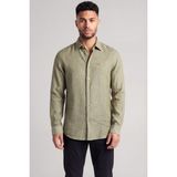 Emporio Armani Erkek Regular Fit %100 Keten Kartal Logolu Uzun Kollu Bej Gömlek EM000099 TE10157-O1002