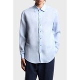Emporio Armani Erkek Regular Fit %100 Keten Kartal Logolu Uzun Kollu Mavi Gömlek EM000099 TE10157-O9002 - 3XL
