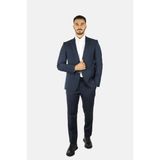 Emporio Armani Erkek Regular Fit Düz Kesim Mikro Desenli Saf Yün Lacivert Takım Elbise EM000098 TE16852-FB199 - 54