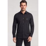 Emporio Armani Erkek Regular Fit Kartal Plaka Logolu Uzun Kollu Siyah Gömlek EM001537 AF13285-UC001