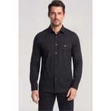 Emporio Armani Erkek Regular Fit Kartal Plaka Logolu Uzun Kollu Siyah Gömlek