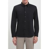 Emporio Armani Erkek Regular Fit Mini Kartal Detaylı Pamuklu Uzun Kollu Siyah Gömlek EM005446 AF10762-FB469