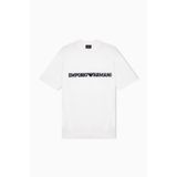 Emporio Armani Erkek Regular Fit Yumuşak Dokulu Kabartmalı Pamuklu Yuvarlak Yakalı Kısa Kollu Beyaz T-Shirt