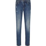 Emporio Armani Erkek Slim Fit Eskitme Desenli Esnek Pamuklu Dar Paça Denim Mavi Jeans EM000121 AF17795-MB002 - 32 / 32