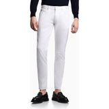 Emporio Armani Erkek Slim Fit Pamuklu Dar Paça Deri Logo Etiketli Beyaz Jeans EM000121 AF22611-U0003 - 32 / 32