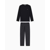 Emporio Armani Erkek Uzun Pijama Takımı, Siyah/Siyah Kartal Kareli, XXL