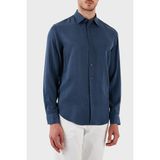 Emporio Armani Ipek ve Pamuk Karışımlı Regular Fit Kendinden Desenli Gömlek Erkek Gömlek EM000081 AF15434 UB068 - Lacivert