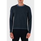Emporio Armani Jakarlı Logo Baskılı % 100 Yün Bisiklet Yaka Kazak Erkek Kazak EM002630 AF14199 FB077 - Lacivert