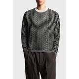 Emporio Armani Jakarlı Logo Baskılı % 100 Yün Bisiklet Yaka Kazak Erkek Kazak EM002630 AF14199 FC104 - Siyah - 2XL