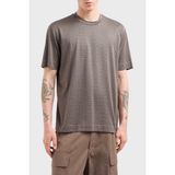 Emporio Armani Jakarlı Logo Baskılı Regular Fit Bisiklet Yaka T Shirt Erkek T Shirt EM000787 AF12916 F6052 - Kahve