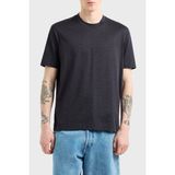 Emporio Armani Jakarlı Logo Baskılı Regular Fit Bisiklet Yaka T Shirt Erkek T Shirt EM000787 AF12916 FC176 - Siyah