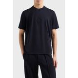 Emporio Armani Kabartmalı Logo % 100 Pamuk Regular Fit Bisiklet Yaka T Shirt Erkek T Shirt EM001040 AF13669 UB118 - Lacivert