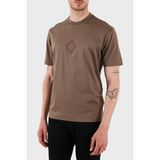 Emporio Armani Kabartmalı Logo Pamuk Regular Fit Bisiklet Yaka T Shirt Erkek T Shirt EM001040 AF13669 U6195 - Kahve - XL