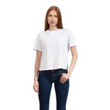 Emporio Armani Kadın Bisiklet Yaka Crop T-Shirt,%100 Pamuk, Regular Fit, Beyaz, L Beden