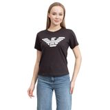 Emporio Armani Kadın Bisiklet Yaka T-Shirt, Lacivert, XL