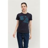 Emporio Armani Kadın Bisiklet Yaka T-Shirt, Navy Blue, S Beden