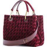 Emporio Armani Kadın Çıkarılabilir Omuz Askılı Desenli Kadife Bordo Omuz Çantası EW000361 AF28253-UA318