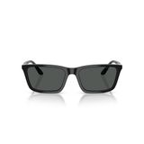 EMPORIO ARMANI(エンポリオアルマーニ) Kadın Ea4239u Evrensel Fit Dikdörtgen Güneş Gözlüğü, Parlak Siyah/Koyu Gri, 55 mm