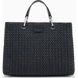 Emporio Armani Kadın Kabartma Desenli Manyetik Kapamalı Çıkarılabilir Omuz Askılı Siyah Omuz Çantası EW000360 AF18941-UC001