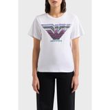 Emporio Armani Kadın Kısa Kollu Bisiklet Yaka T-Shirt, Regular Fit, Beyaz, M
