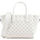 Emporio Armani Kadın Logo Kabartma Desen Fermuar Kapama Kısa Kulp Beyaz Omuz Çantası EW002328 AF25207-M0358
