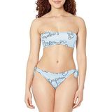 Emporio Armani Kadın Logomania Band and Fiyonk Brezilya Bikini Seti, Beyaz/Lacivert, S