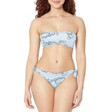 Emporio Armani Kadın Logomania Band and Fiyonk Brezilya Bikini Seti, Beyaz/Lacivert, XS