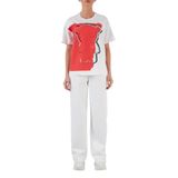 EMPORIO ARMANI Kadın Regular Fit Elastik Bel Bantlı, Yırtmaçlı Pantolon, Beyaz, M