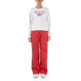 EMPORIO ARMANI Kadın Regular Fit Pantolon, Elastik Bel Bantlı, Yırtmaçlı, Kırmızı, M