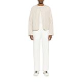 EMPORIO ARMANI Kadın Relaxed Fit Jarse Pantolon, Beyaz, S Beden