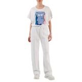 Emporio Armani Kadın Spor Beyaz Bol Paça Pamuklu Pantolon, L