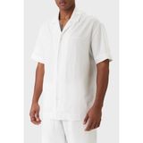 Emporio Armani Keten Karışımlı Regular Fit Kısa Kollu Gömlek Erkek Gömlek EM000593 AF20590 U0002 - Beyaz - XL
