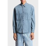 Emporio Armani Logo Baskılı Pamuklu Comfort Fit Klasik Yaka Cepli Kot Gömlek Erkek GÖMLEK EM003694 AF19756 MB001