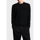 Emporio Armani Logolu % 100 Yün Regular Fit Bisiklet Yaka Kazak Erkek Kazak EM002419 AF14158 UC001 - Siyah