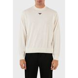 Emporio Armani Logolu Bisiklet Yaka Regular Fit % 100 Yün Kazak Erkek Kazak 6R1MXG 1mngz F1F4 - Ekru - 3XL