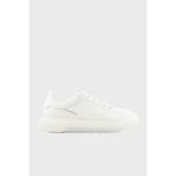 Emporio Armani Logolu Deri Sneaker Ayakkabı Erkek Ayakkabı X4X633 XM964 M801 - Beyaz